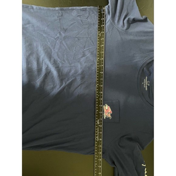 Vineyard Vines Snowboard Whale Long-Sleeve Pocket Tee Navy Blue Large‎ - Picture 10 of 11